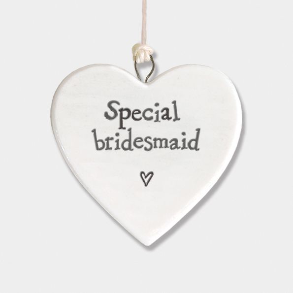 East of India Small Porcelain Heart Hanger - Special Bridesmaid