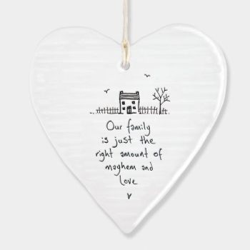 East of India Porcelain Heart Hanging Decoration - Our Family...