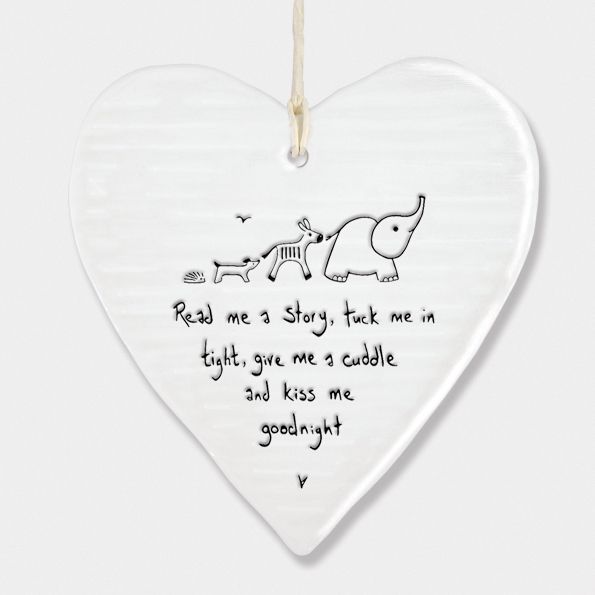 East of India Porcelain Heart Hanging Decoration - Read me a Story...
