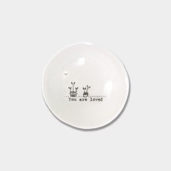 East of India Small Porcelain Wobbly Bowl - You Are Loved