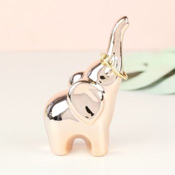 Ceramic Elephant Ring Holder - Copper