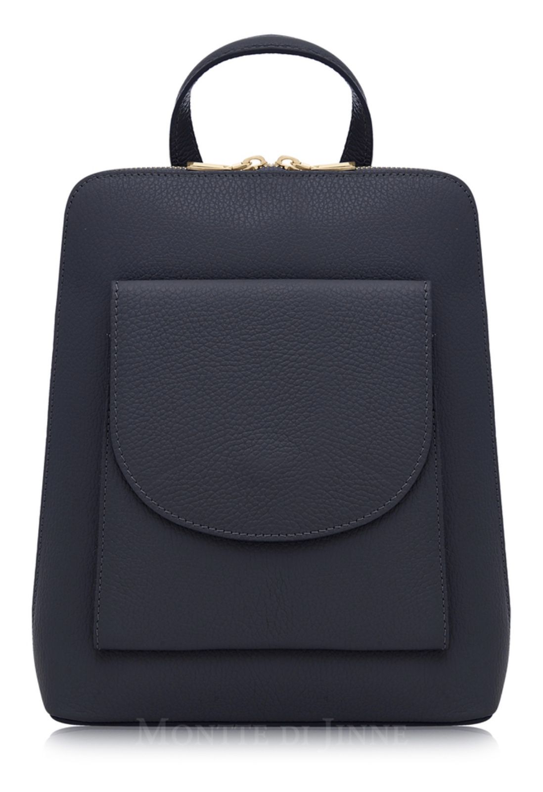 Italian Leather Backpack - Navy