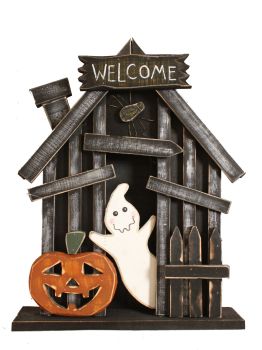 Wooden Spooky House Ornament