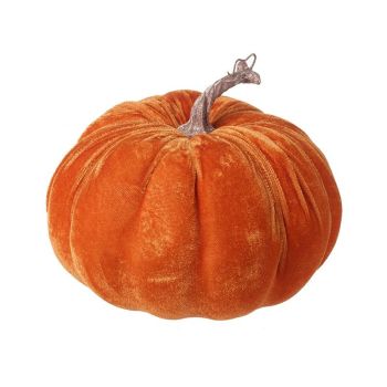 Large Velvet Pumpkin Ornament - Dark Orange