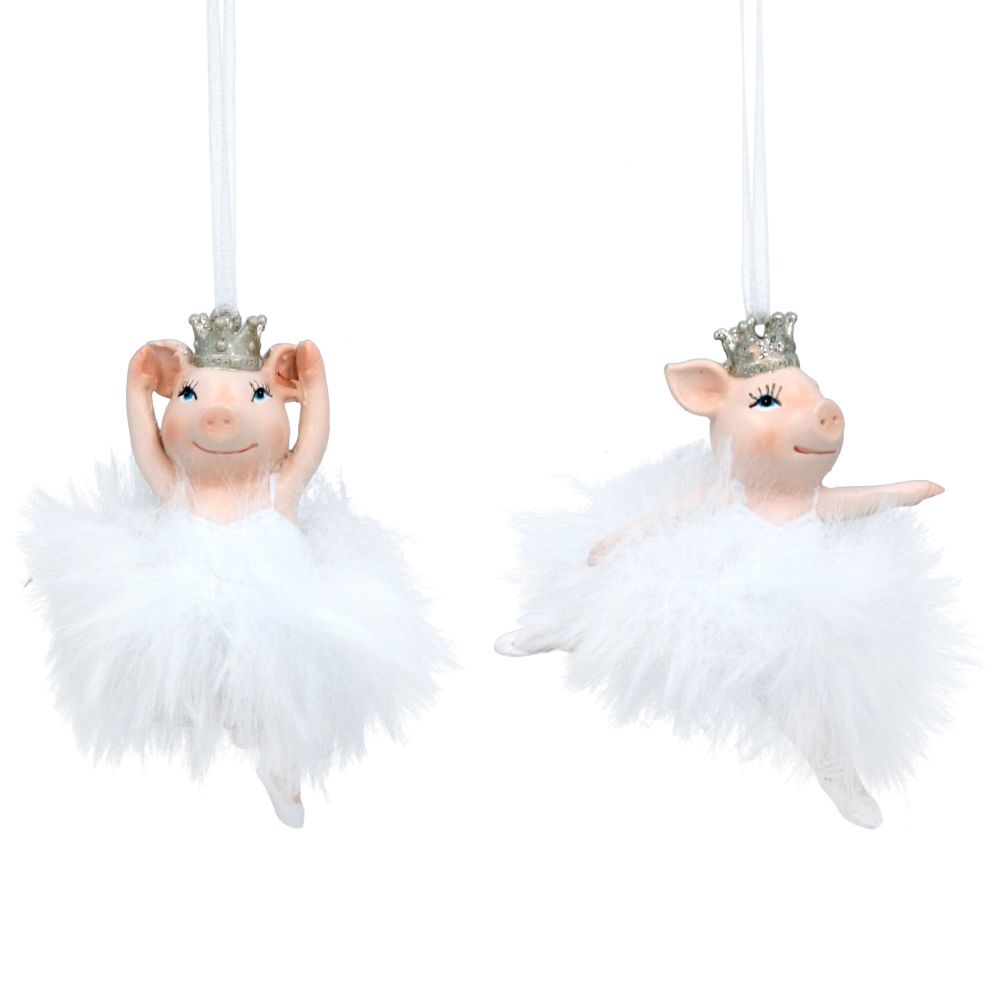 Gisela Graham Resin Ballerina Pig with Tutu - 2 Assorted