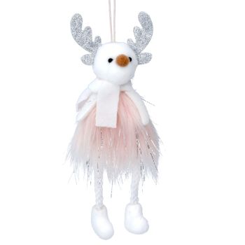 Gisela Graham Pink and White Reindeer Decoration