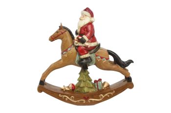 Gisela Graham Father Christmas on a Rocking Horse Ornament