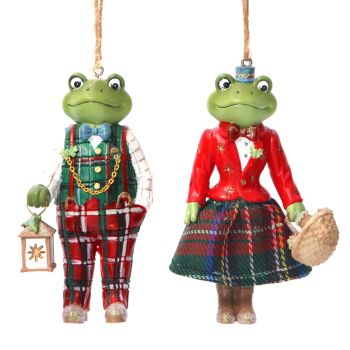 Gisela Graham Mr and Mrs Frog Decorations - 2 Assorted