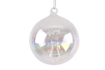 Gisela Graham Iridescent Glass Bauble with Angel