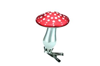 Gisela Graham Red and White Clip on Glass Toadstool