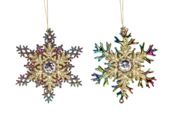 Gisela Graham Jewel Peacock Snowflakes - Set of 2