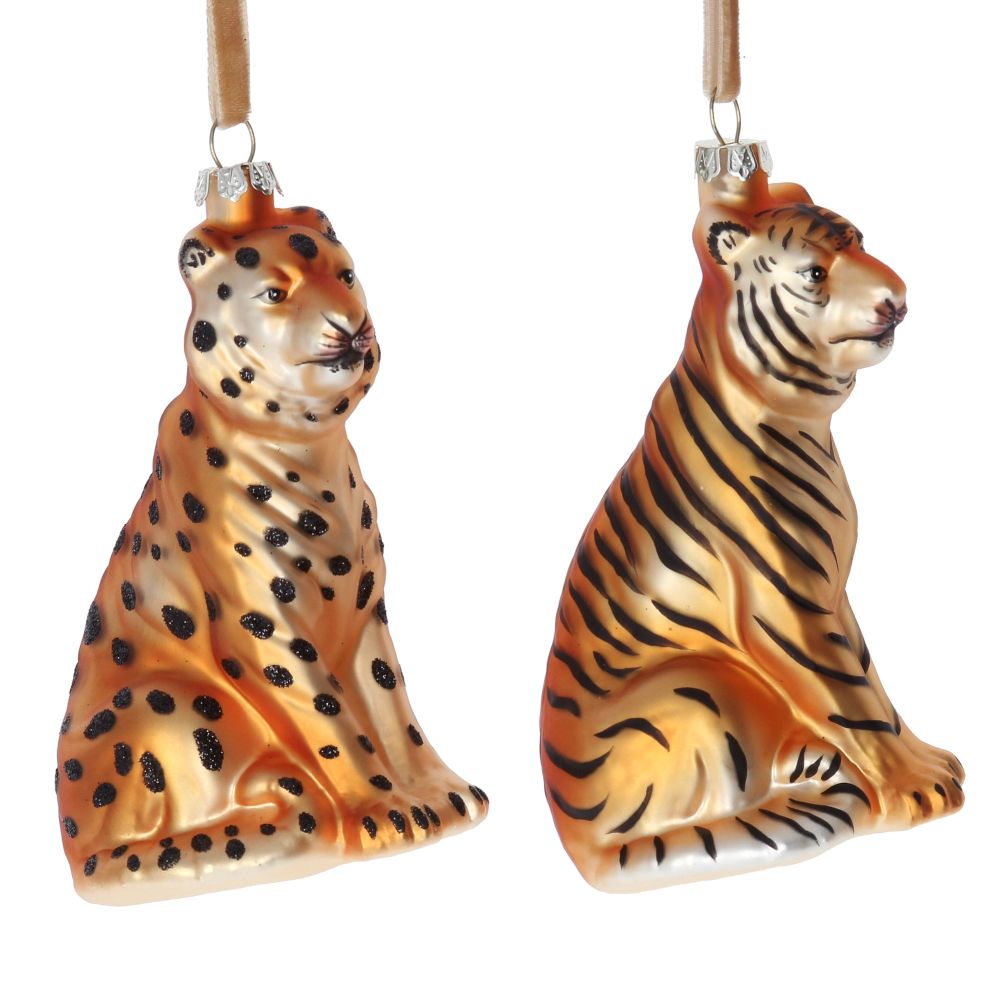 Gisela Graham Cheetah and Tiger Decoration - 2 Assorted