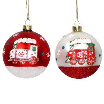 Gisela Graham Painted Train Bauble - 2 Assorted