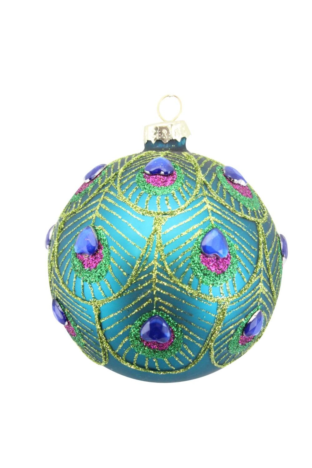 Gisela Graham Peacock Feather Scalloped Bauble