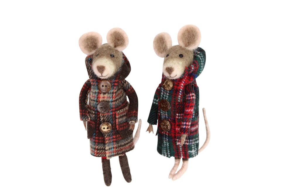Gisela Graham Felt Mouse in Tartan Coat