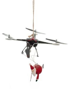 Shoeless Joe Santa on a Drone Decoration