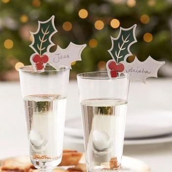 Ginger Ray Holly Glass Name Decorations