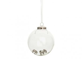 Winter's Tale Elephant and Calf Glass Bauble