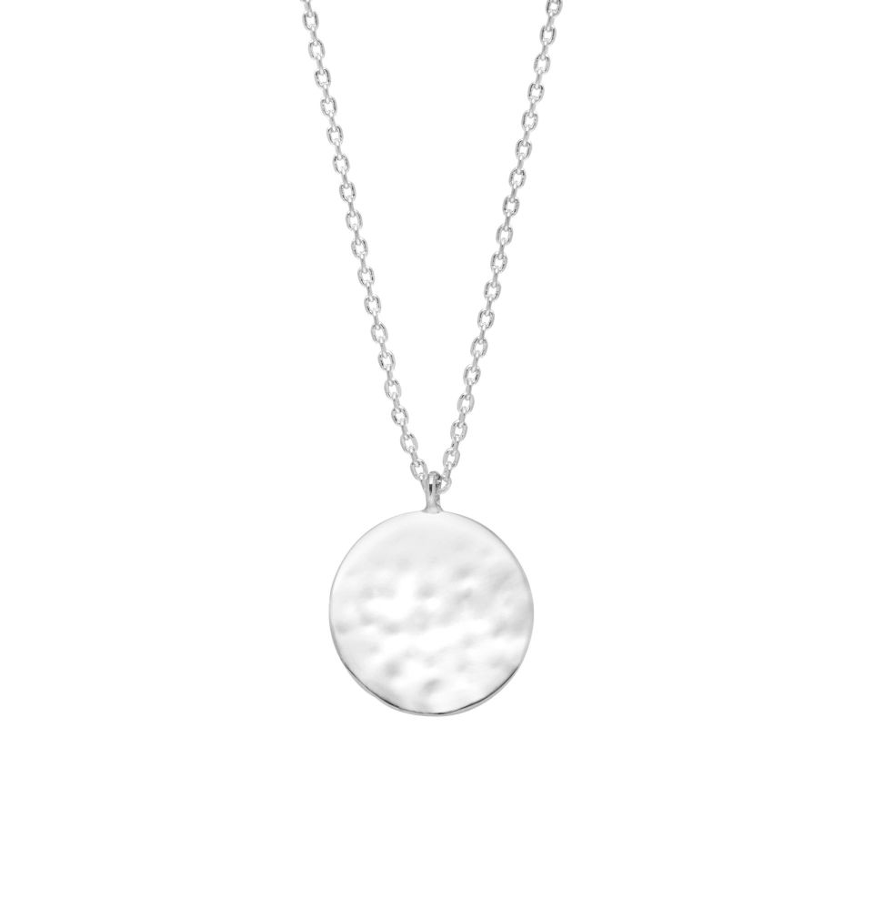 Hammered sterling silver disc and glass beads