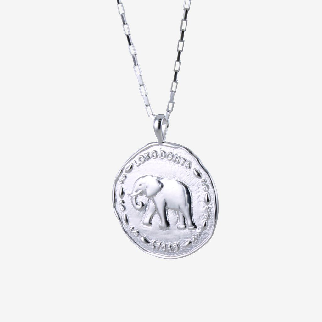 Sterling Silver Elephant Coin Necklace