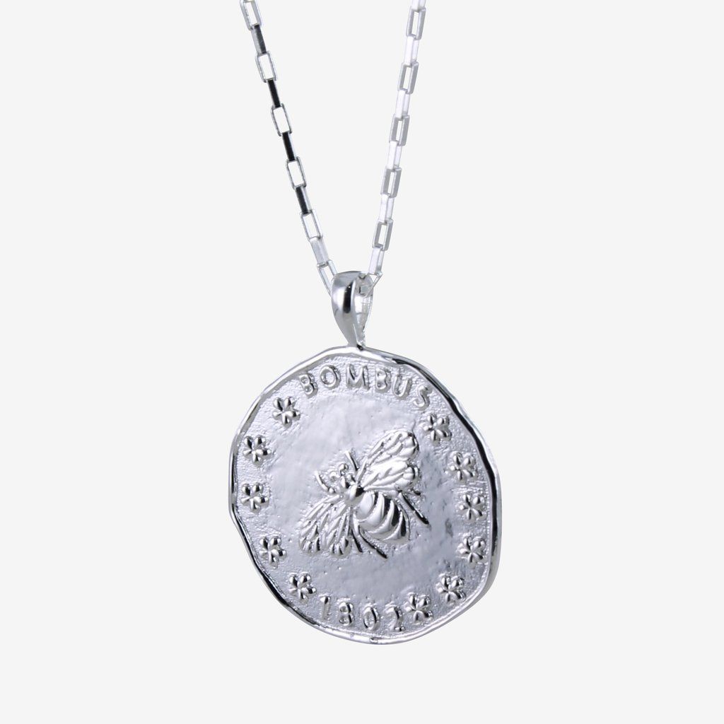 Sterling Silver Bee Coin Necklace