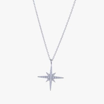 Sterling Silver Pave Christmas Star Necklace