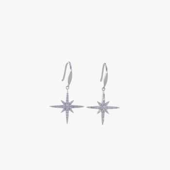 Sterling Silver Pave Christmas Star Earrings