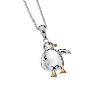 Sterling Silver and Rose Gold Penguin Necklace