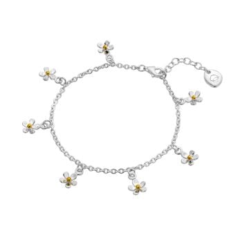 Sterling Silver Tiny Daisies Charm Bracelet
