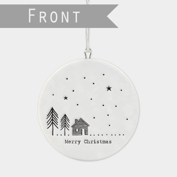 East of India Flat Porcelain 'Cabin in the Woods'  Bauble