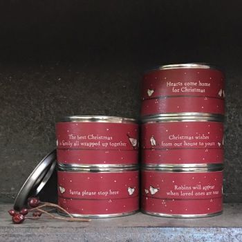 East of India Christmas Tin Candles - 5 Assorted