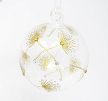 Winter's Tale Glass Flower Head Bauble - Gold