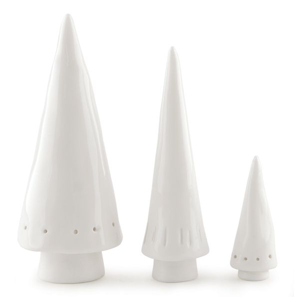 East of India Porcelain Conical Trees - Set of 3