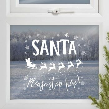 Ginger Ray Santa Please Stop Here Window Sticker