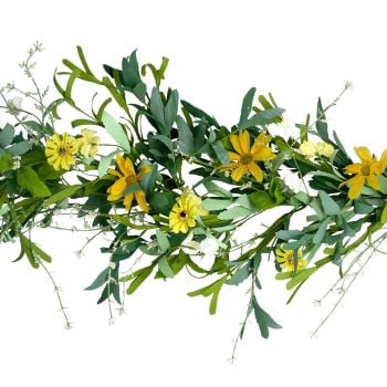 Gisela Graham Yellow Flower and Leaf Garland