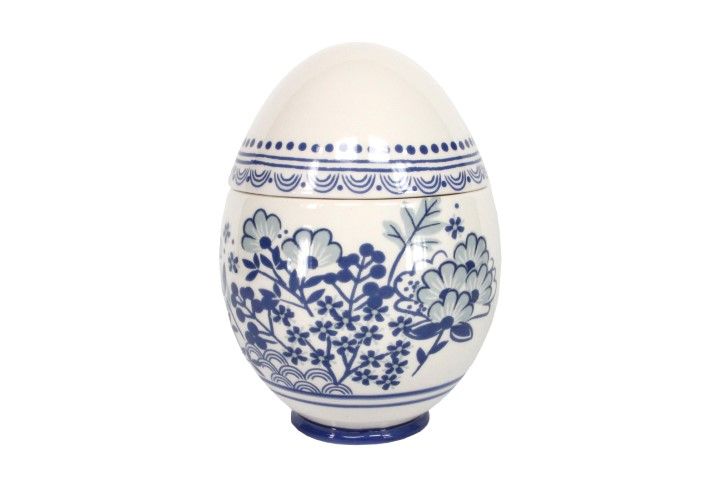 Gisela Graham Blue and White Ceramic Egg Container