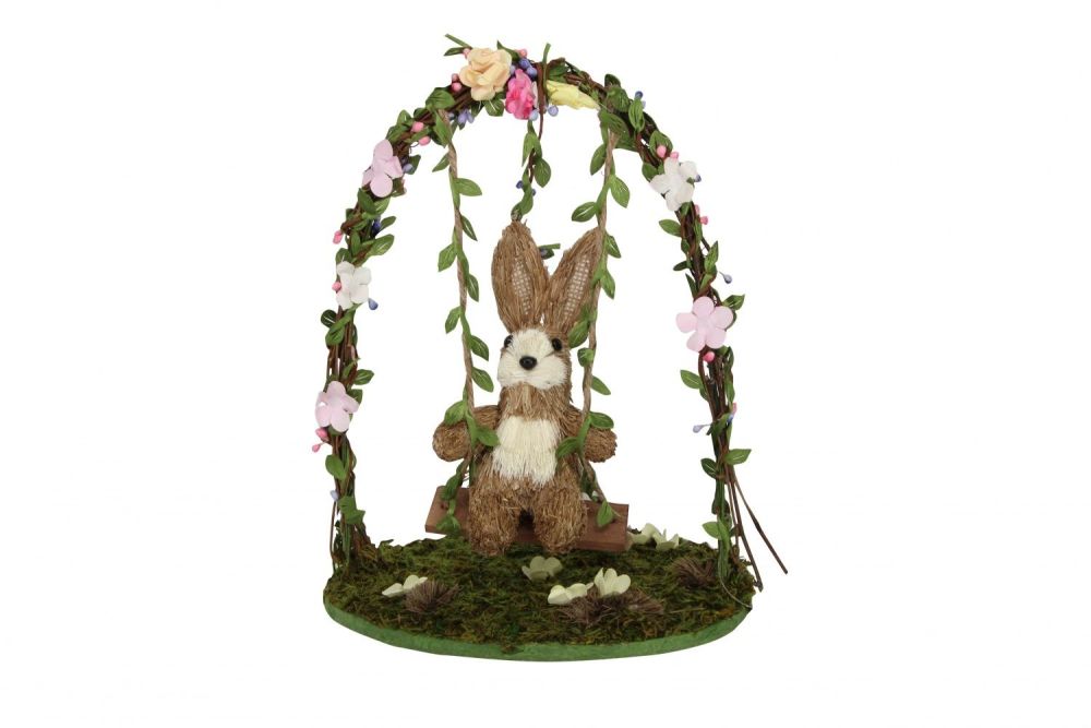 Gisela Graham Bristle Bunny on a Swing Decoration