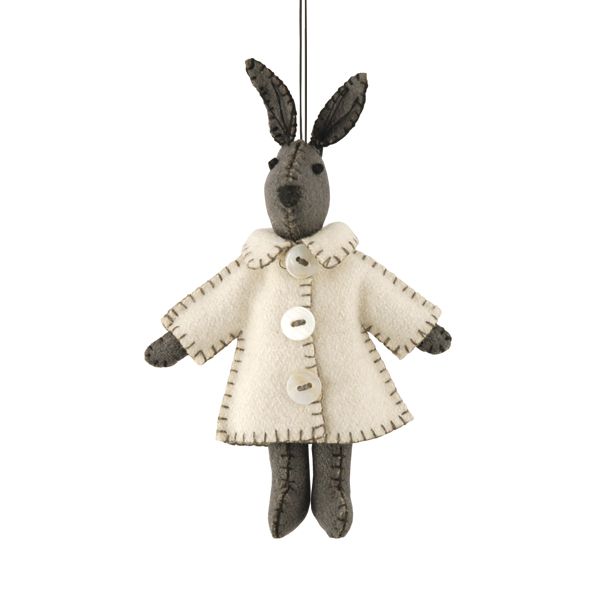 East of India Felt Bunny in a Cream Jacket Decoration