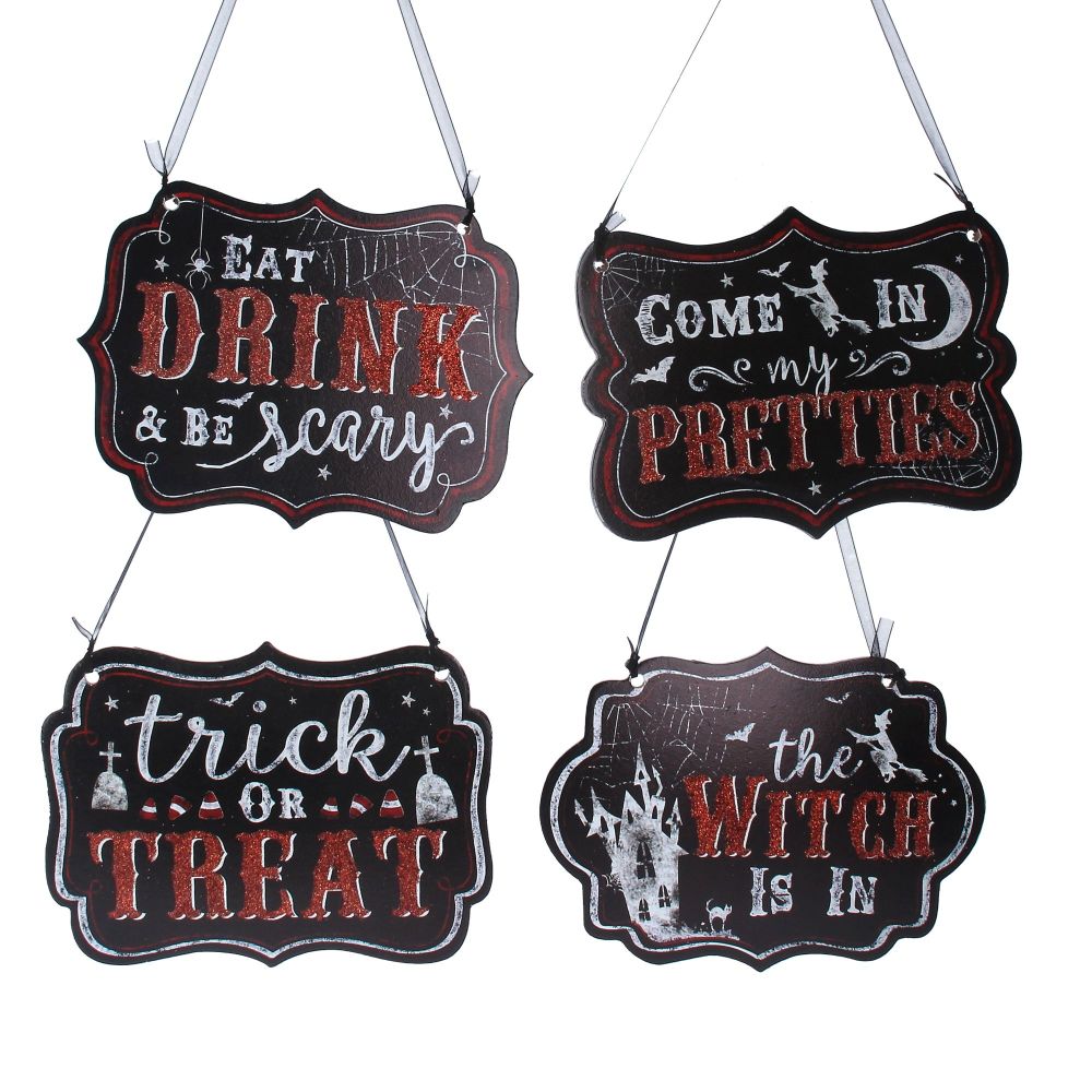 Gisela Graham Assorted Halloween Hanging Sign - 4 Assorted Designs