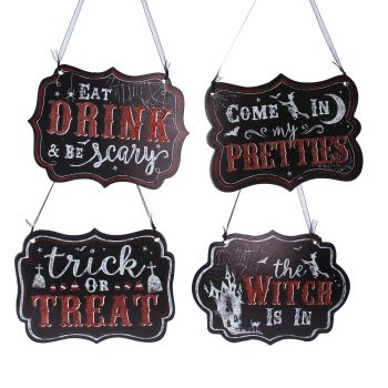 Gisela Graham Assorted Halloween Hanging Sign - 4 Assorted Designs