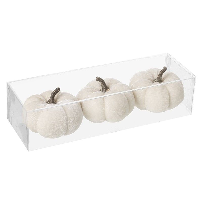 White Velvet Pumpkins - Set of 3