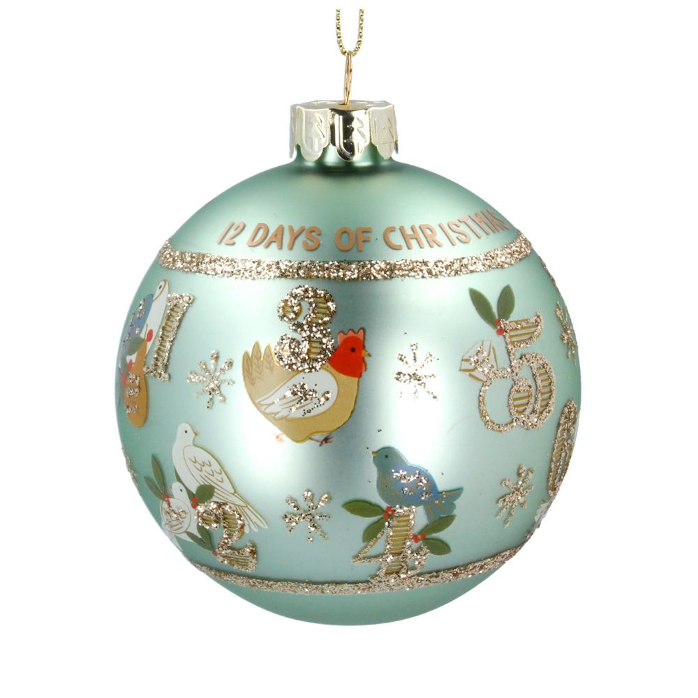 Matte Sage Green 12 Days of Christmas Bauble 