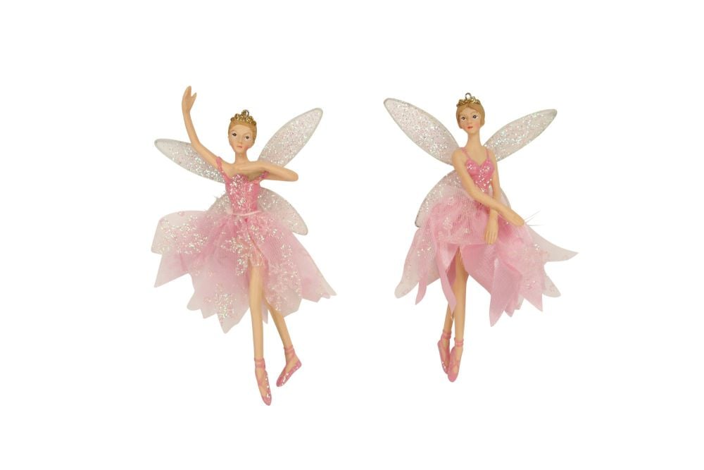 Gisela Graham Pink Resin Fairy Ballerina Decoration - 2 Assorted