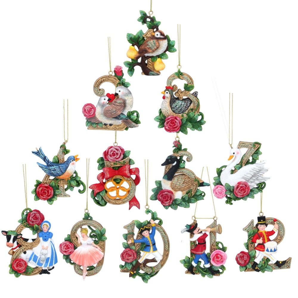 Gisela Graham 12 Days of Christmas Decorations - Set of 12
