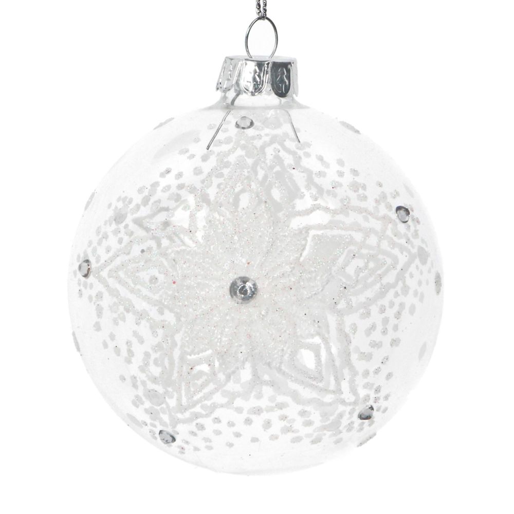 Gisela Graham Clear Glass with Lace Design Bauble