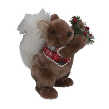 Gisela Graham Faux Fur Squirrel with Wreath Ornament
