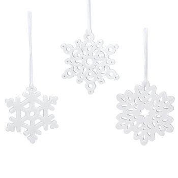 Gisela Graham White Ceramic Snowflake Decorations - Set of 3