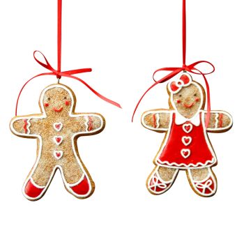Gisela Graham Gingerbread Man and Woman Decoration - Set of 2