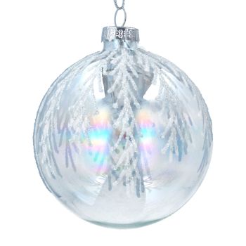 Gisela Graham Iridescent Bauble with Silver Twig Design