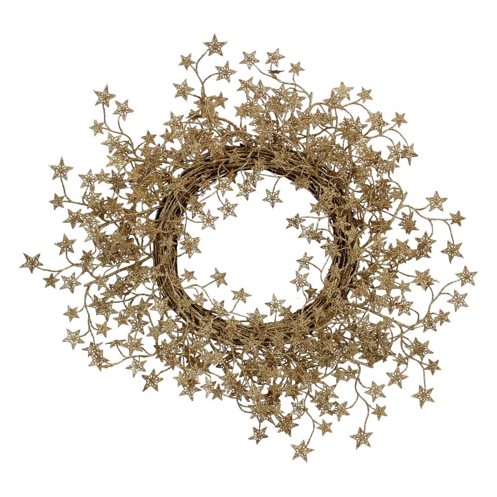 Gisela Graham Gold Glitter Star Twig Wreath